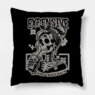 Skeleton Expensive Difficult And Talks Back Pillow