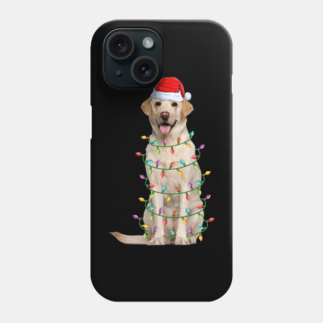 Funny Yellow Labrador Christmas Lights Phone Case by Magazine