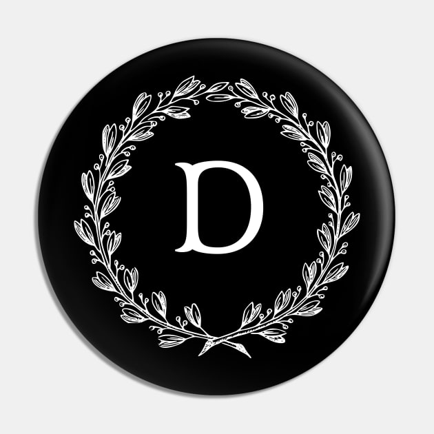 Beautiful Letter D Alphabet Initial Monogram Wreath Pin by anonopinion