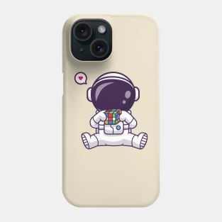 Cute Astronaut Playing Rubik Cartoon Phone Case