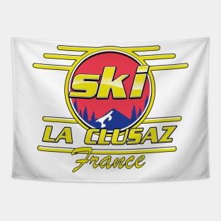 La Clusaz france ski 80s logo Tapestry