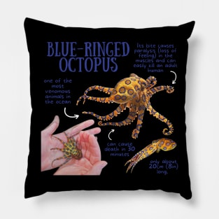 Animal Facts - Blue-ringed Octopus Pillow