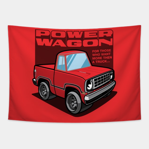 Bright Truck Red - Power Wagon Tapestry by jepegdesign