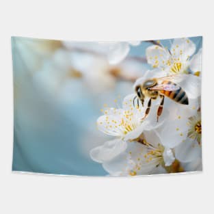 Bee Flower Nature Serene Tranquil Peace Tapestry