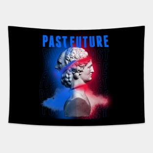 Janus Mythology Vaporwave Blue and Red Tapestry