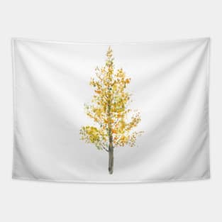 one lone yellow poplar tree watercolor Tapestry