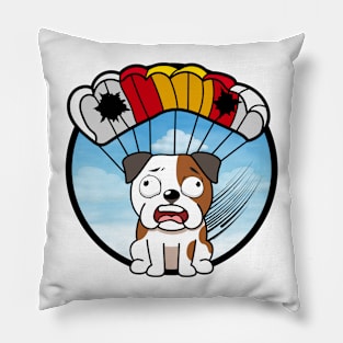 Silly bulldog has a broken parachute Pillow