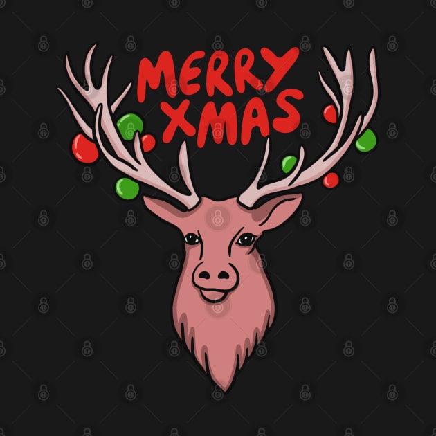 Merry Xmas - Abstract Minimal Christmas Deer (Reindeer) by isstgeschichte