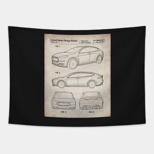 Tesla Model S Patent - Tesla Art - Antique Tapestry