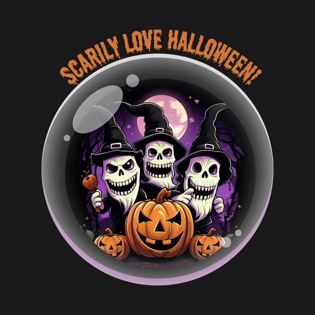 Scarily Love Halloween! Scary Witch Pumpkin Ghost by Positive Designer