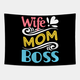 Womens Wife Mom Boss Funny Mother_s Day Gift For Mom Tapestry