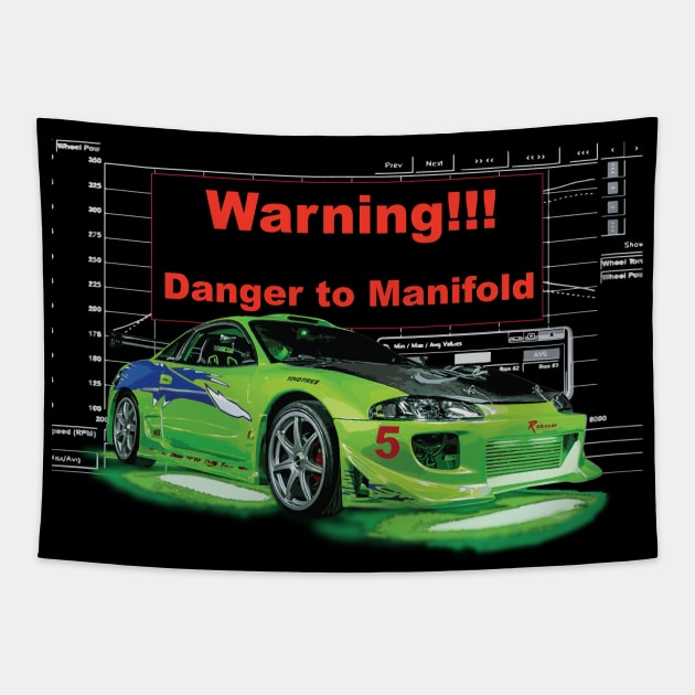 The Fast and Furious Eclipse kawasaki Green - Warning Danger to Manifold Race Tapestry by cowtown_cowboy