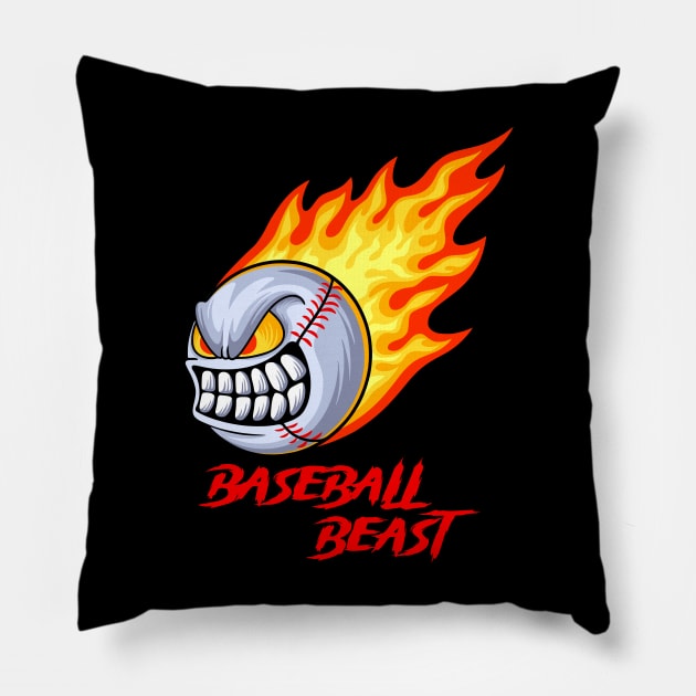 Baseball beast Pillow by Kusumaillustration