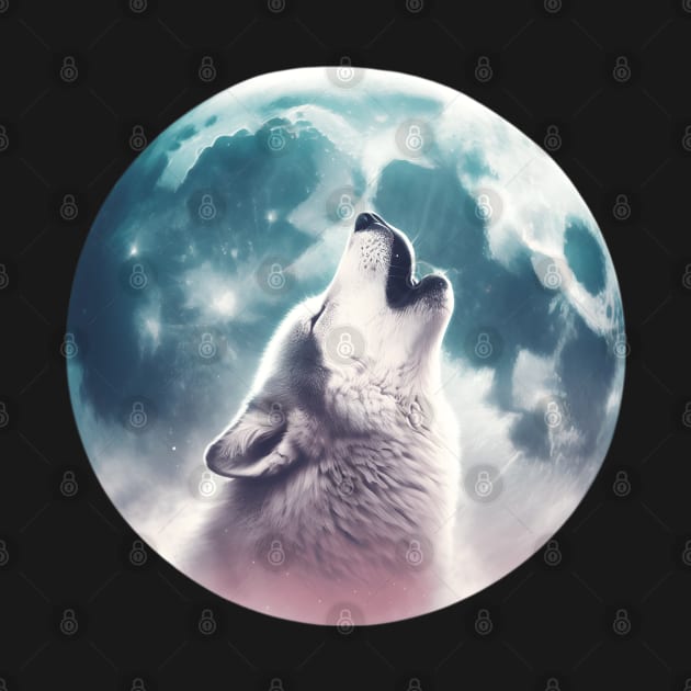 Wolf Howling Icy Moon Forest Wildlife Hunting Ground by merchlovers