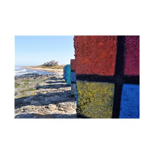 WW2 beach defences painted as Rubic Cubes - Bamburgh, Northumberland, UK T-Shirt