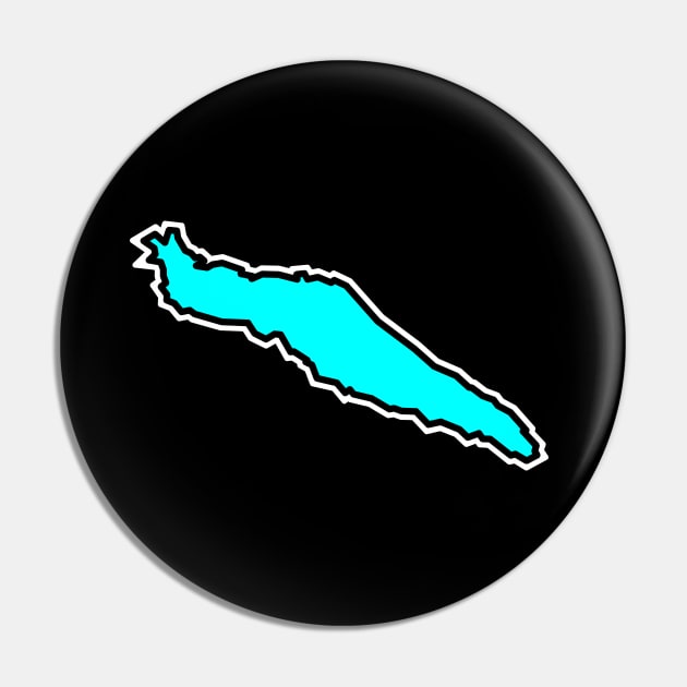 Texada Island Silhouette - Simple Blue Turquoise Souvenir - Texada Island Pin by City of Islands