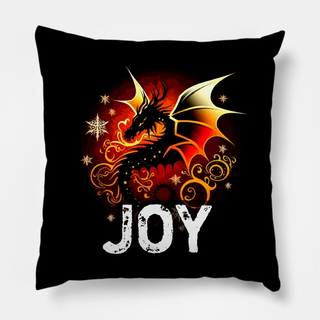 Christmas Dragon Joy Pillow by MaystarUniverse