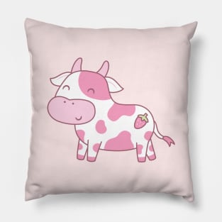 Cute Happy Strawberry Cow Pillow