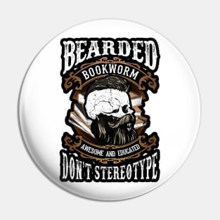 Bearded Bookworm Funny For Bearded Men Pin