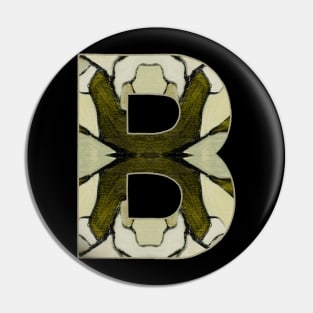 Letter B Monogram Initial Olive Green Pearl White Aesthetic Abstract Pattern Painting On Canvas Pin