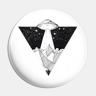 Cool Vintage UFO Over Mountains Pin