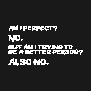 Am I Perfect? No. Am I Trying To Be A Better Person? Also No. T-Shirt