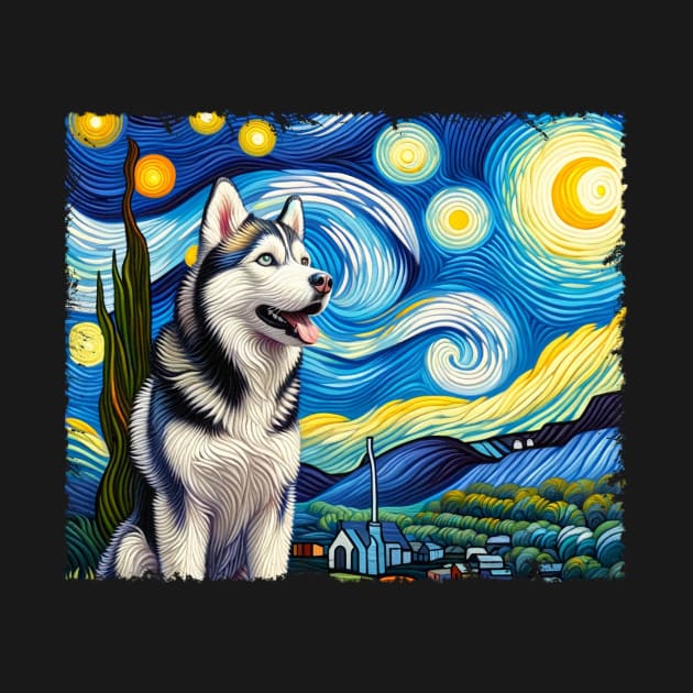 Siberian Huskies Starry Night Tee for Fans of Retrieving Royalty by Kleurplaten kind