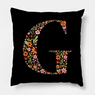 Retro Floral Letter G Pillow