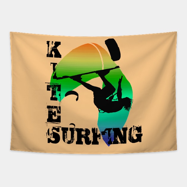 Kite Surfing WIth Freestyle Kitesurfer And Kite 7 Tapestry by taiche