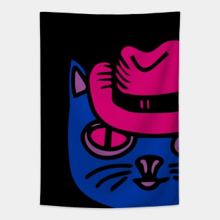 Cat in bisexual pride colors Tapestry