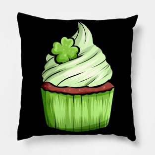 Muffin With Green Topping And Shamrock For St. Patricks Day Pillow