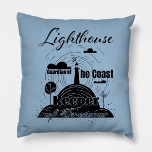 A Black and White Lighthouse Design for sea lover unique quote Pillow