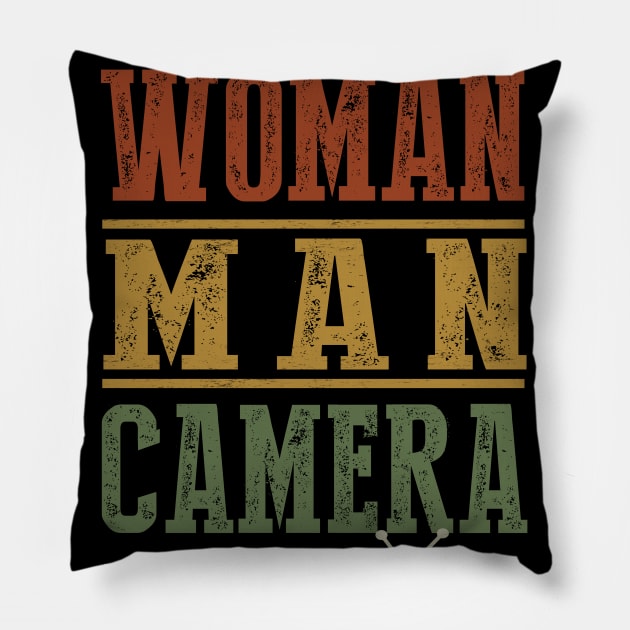 Person Woman Man Camera Tv Cognitive Test Shirt Trump Words Pillow by igybcrew