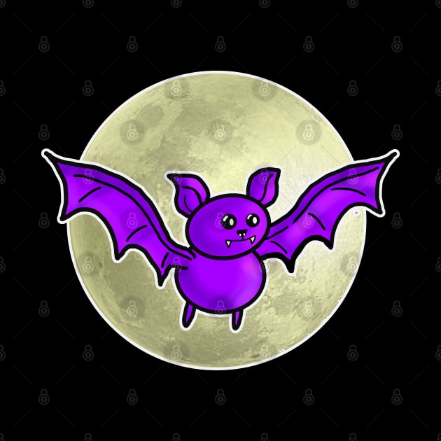 Halloween Flying Bat & Moon by holidaystore