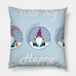 Just Hanging With My Happy Gnomies Gnome Christmas Party T-Shirt Pillow