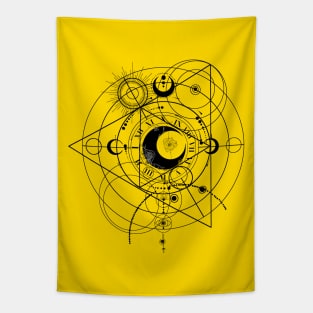 Mystical Astrology Floral Design Tapestry