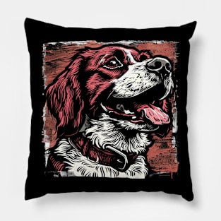 Retro Art Brittany Spaniel Dog Lover Pillow