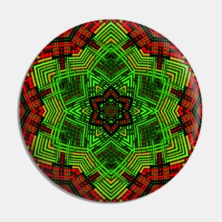 Weave Mandala Flower Green and Red Pin