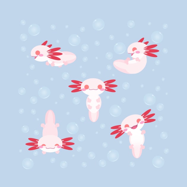 Cute Albino Axolotls by Kirion