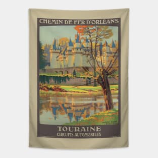 Touraine Circuits Automobiles France Vintage Poster 1920s Tapestry