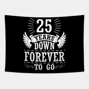 25 Years Down Forever To Go Happy Wedding Marry Anniversary Memory Since 1995 Tapestry