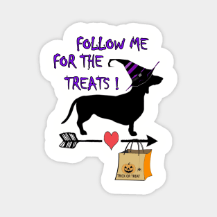 Dachshund Halloween Shirt Trick & Treat Funny Weiner Dog, FOLLOW ME FOR THE TREATS, Funny Dog Gift Products Magnet