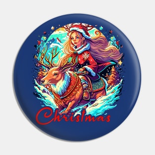 "Christmas" girl riding deer Pin