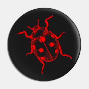 Ladybug Neon Red Insect Black Design Art Pin