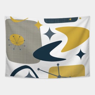 Atomic Age Mid Century 15 in Navy, Yellow and Grey Tapestry