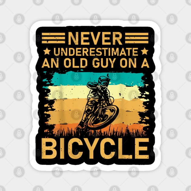 Never Underestimate A Old man With A Bicycle Magnet by rhazi mode plagget