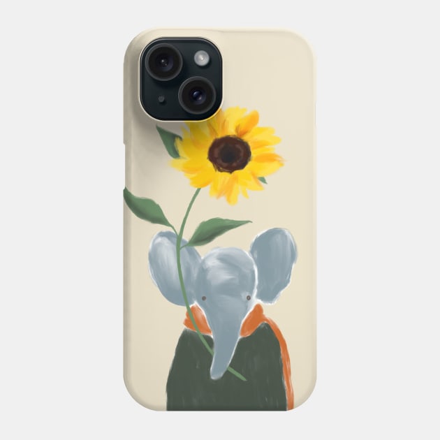 Elephant with Sunflower Phone Case by kozinoart