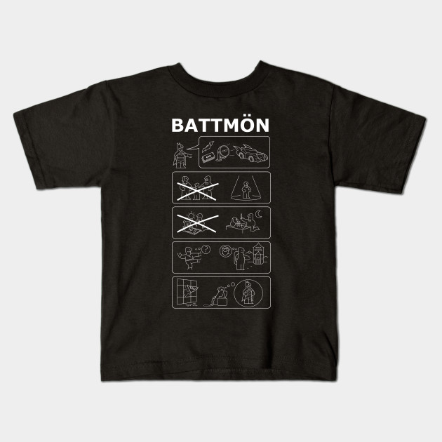 Battmon Ikea Origins White Ink Batman Kids T Shirt Teepublic