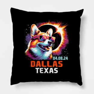 Dallas Texas Total Solar Eclipse 2024 Corgi Dog Pillow