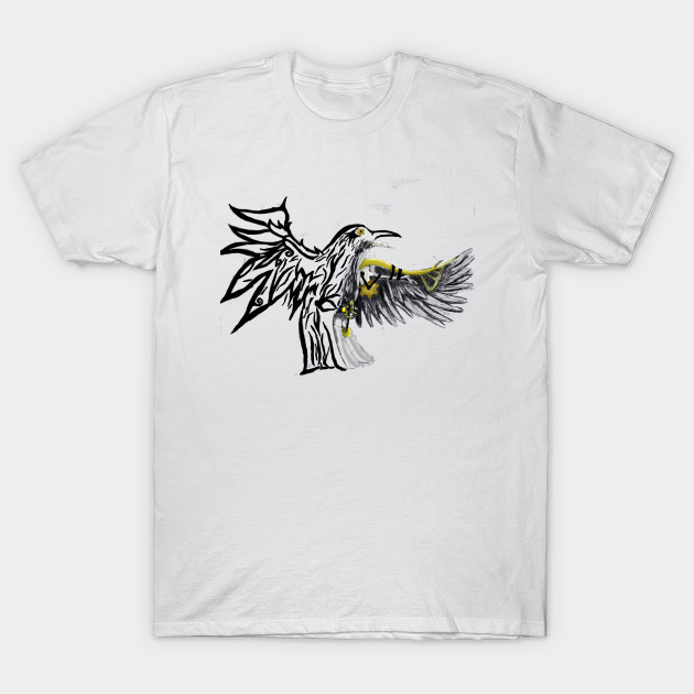 WHITE TRIBAL CROW T-SHIRT